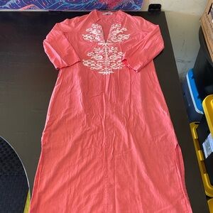 MISSLOOK Coral Dress with Embroidery